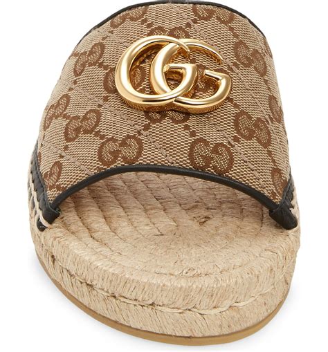 Gucci Pilar Original GG Canvas Espadrille Slide Sandal (Women 